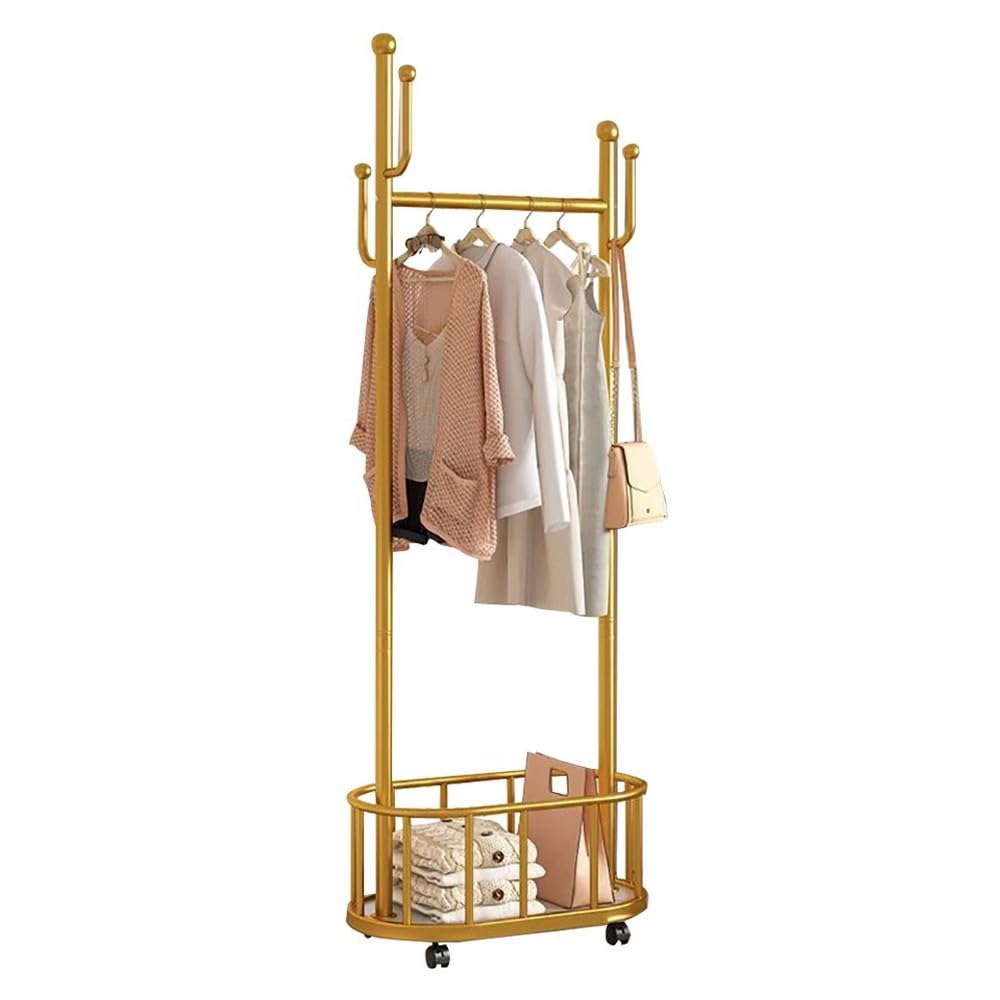 FGXHHS Heavy Duty Freestanding Metal Coat Rack with Storage Shelves and Hooks, 100kg Capacity, Ideal for Hallway Entryway Organization