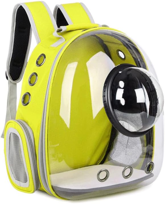 Generic Space Capsule Pet Backpack, Transparent Dome Carrier for Cats and Small Dogs, Breathable Travel Backpack with Ventilation Holes, Black and Clear (Blue, Medium)