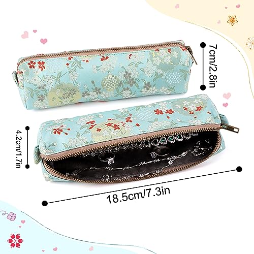 Image of iSuperb Vintage Pencil Case Embroidery Pen Pouch Zipper Pencil Bag for Office Organizer Storage Bag (green)