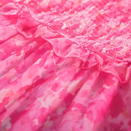 GRACE KARIN Women’s Summer Boho Floral Tiered Dress Strap A Line Swing Flowy Midi Dress Ruffle Beach Wedding Guest Dress 6