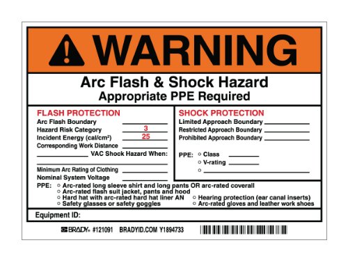 Étiquettes vinyle autocollantes danger électrique Brady 121091 5x7 pouces