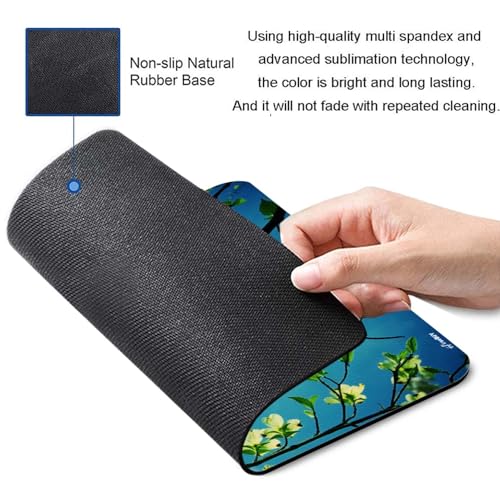 Image of Mouse Pad Dogwood Blooms, Premium-Textured Custom Mouse Mat Design, Washable Mousepad Non-Slip Rubber Base Computer Mouse Pads for Wireless Mouse