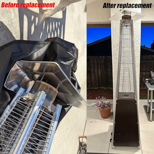 Terrassenstrahler Reflektorschild für Glasrohrheizstrahler Ersatzoberteil 4-seitig Pyramide Terrassenheizer Quadrat Schild, Lochabstand 2 3/4 Zoll – Bild 3