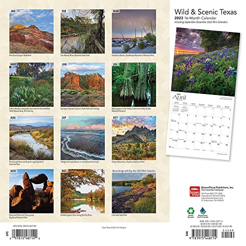 Texas-Wild-Scenic-2023-12-x-24-Inch-Monthly-Square-Wall-Calendar-Foil-Stamped-Cover-BrownTrout-USA-United-States-of-America-Southwest-State-Nature