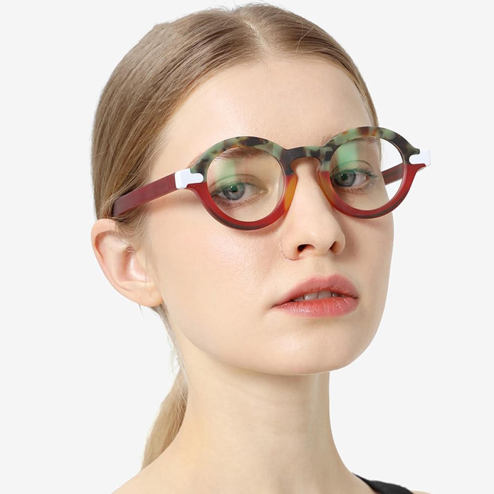 MUTYNE Occhiali da vista in acetato opaco multicolore Montatura da uomo Occhiali da vista ovali retrò Occhiali da vista da donna