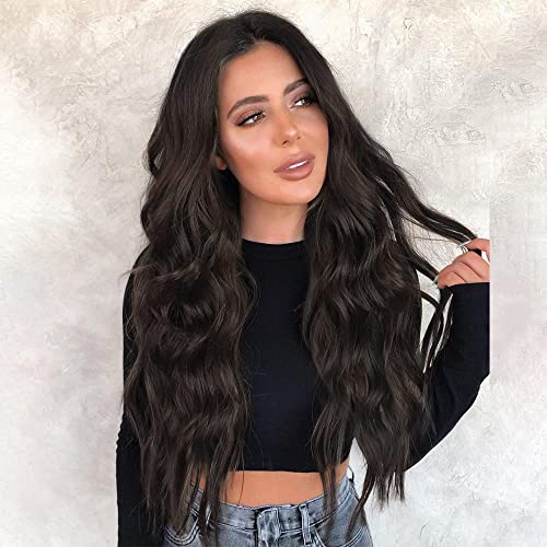 Image of TRESSEDUP HAIR BLACK Synthetic Wigs for Women Long Curly Wig center partiton 22 inch