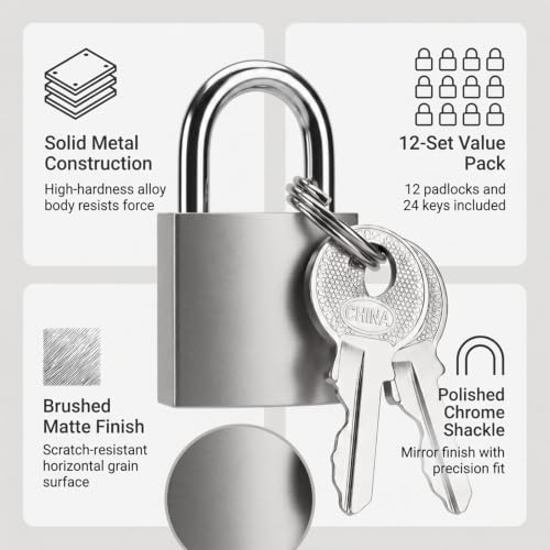 Image of 12 Pcs Mini Suitcase Locks with Different Keys Small Keyed Padlocks(Silver) | Toolbox Backpack Boxes Travel Bags Locker Locks