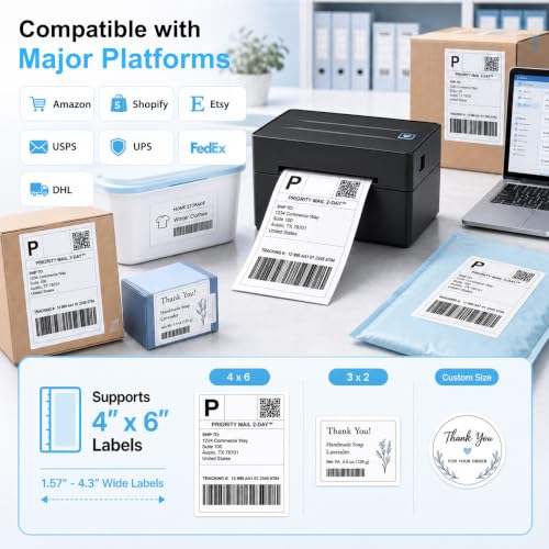 Thermal Shipping Label Printer 4x6 Bluetooth Label Maker for Small Business - image 3