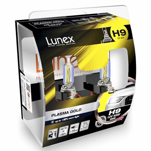LUNEX H9 PLASMA GOLD Bombillas halógenas Faros amarillo 709 12V 65W PGJ19-5 2800K duobox (2 units)