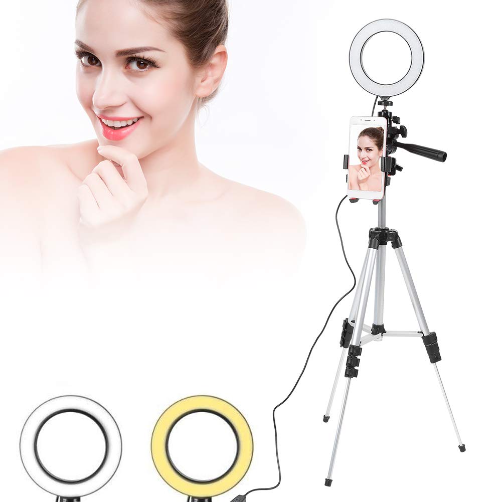 Ejoyous 5,7-Zoll-LED-Ringlichter, Dimmbare ABS-LED-Ringlichter mit 11 Helligkeitsstufen, 3 Lichtmodi, Verstellbares Stativ 13,8 Bis 39,4 Zoll für Videoanrufe, Live-Streaming und Lesen