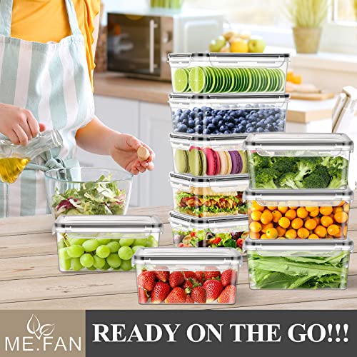 [10 Pack] Food Storage Containers With Lids Me.fan Meal Prep Containers, Airtight Food Containers For Pantry & Kitchen Storage Organization- Reusable & Leftover Lunch Boxes With Labels & Marker Microwave, Oven, Freezer And Dishwasher Safe [74.4 Oz-58.8 Oz] Black #TOP6