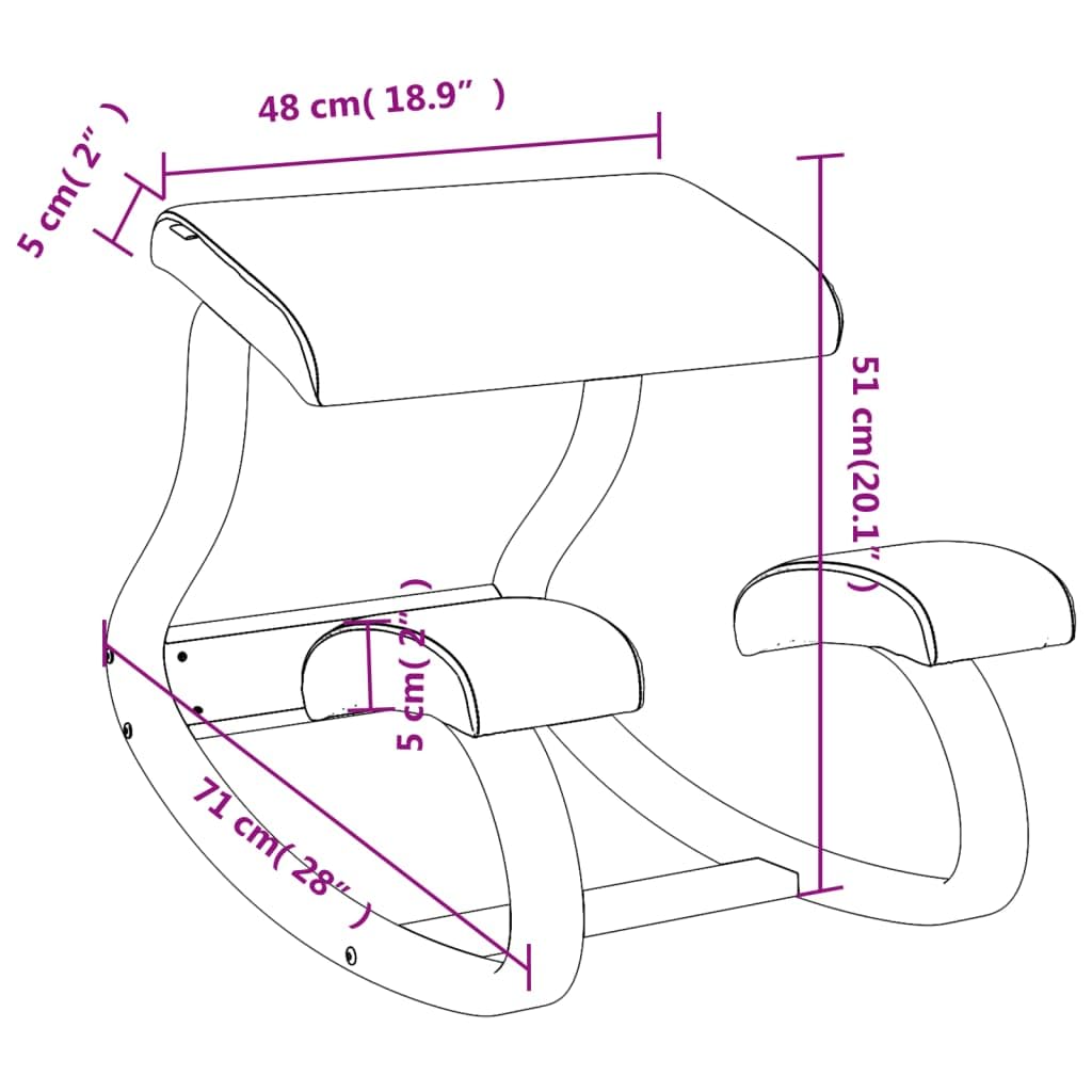 vidaXL Taburete de Rodillas, Silla Ergonómica para Rodillas, Mecedora Acolchada, Silla para Dormitorio Salón Oficina, Madera Contrachapada de Abedul