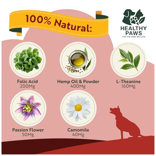 Healthy Paws Calming Treats for Dogs – Natural Anxiety & Stress Relief – Helps with Separation, Barking, Travel, Hyperactivity, Reactivity & Aggression – Calms Without Drowsiness - Image 5