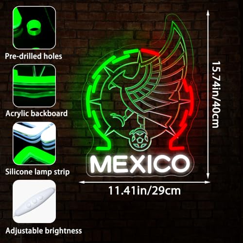 Image of Football Neon Sign for Wall Decor Soccer Team Logo LED Light for Man Cave | Dimmable football neon light, bedroom, bar, party, fans club wall decor, gifts for soccer team fans, size 15.7*11.4 in