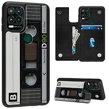 FUYOCWE Capa Flip para Motorola Moto G Stylus 5G 2021, Carteira com Porta-Cartão, Fecho Magnético Duplo, Bloqueio RFID, Couro PU, Tela de 6,8 Polegadas, Fita Cassete Antiga