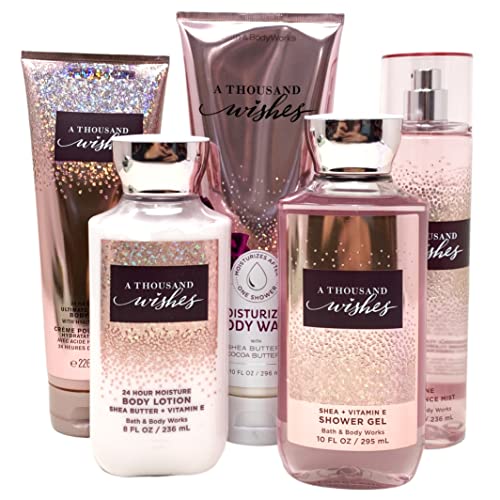 A THOUSAND WISHES 5 Piece Deluxe Gift Set - Includes Fine Fragrance Mist, Ultimate Hydration Body Cream, Moisturizing Body Wash, Body Lotion, and Shower Gel - Full Size