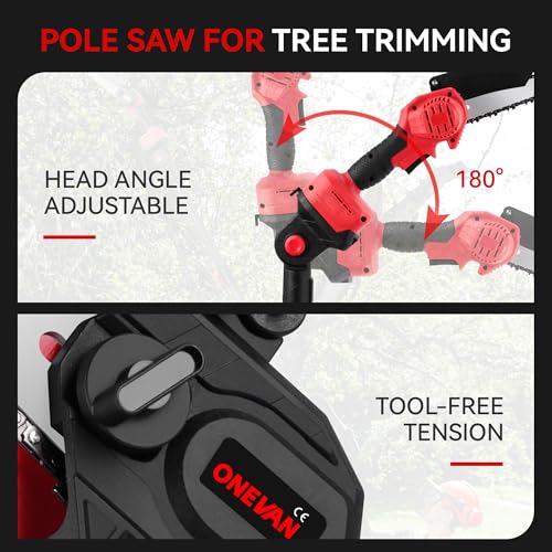 Onevan Potatore Telescopico A Batteria 4 In 1, Senza Spazzole Mini Motosega Elettrica 6 Pollici + Forbici Potatura 25 Mm + Asta Telescopica 2M, Angolo Regolabile Di 180°, Con 2 Batterie Da 4,0 Ah - 6