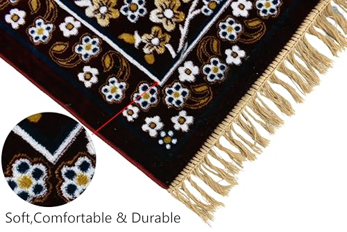 Image of Janamaz Prayer Mat - Turkey Soft Velvet Namaz Mat | Premium Aasan for Daily Salah, Janimaz Namaz, Comfortable & Durable Prayer Mat | 44x27 Inch, (05)
