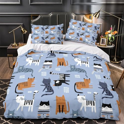 Parure couette chat 3D hypoallergénique ultra douce zippée