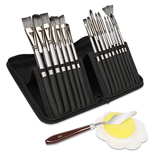 Juego de pinceles, 16 piezas de pinceles de artista con estuche de...