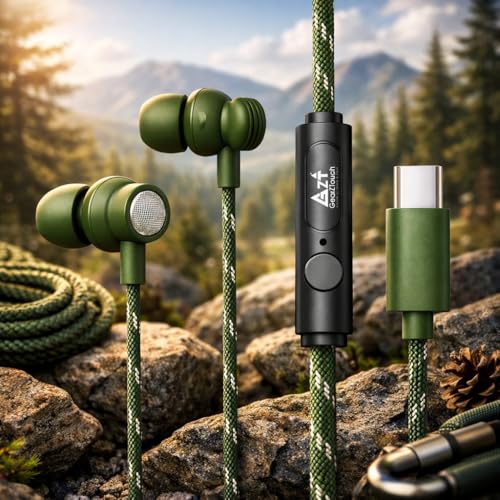 Image of GZT Blaast-C TypeC Wired Earphone with Powerful HD Mic for Clear Sound, Deep Bass Sound, HD Calling, in-Line Volume Control & Noise Cancellation Compatible with only TypeC Jacks in Mobiles- Green