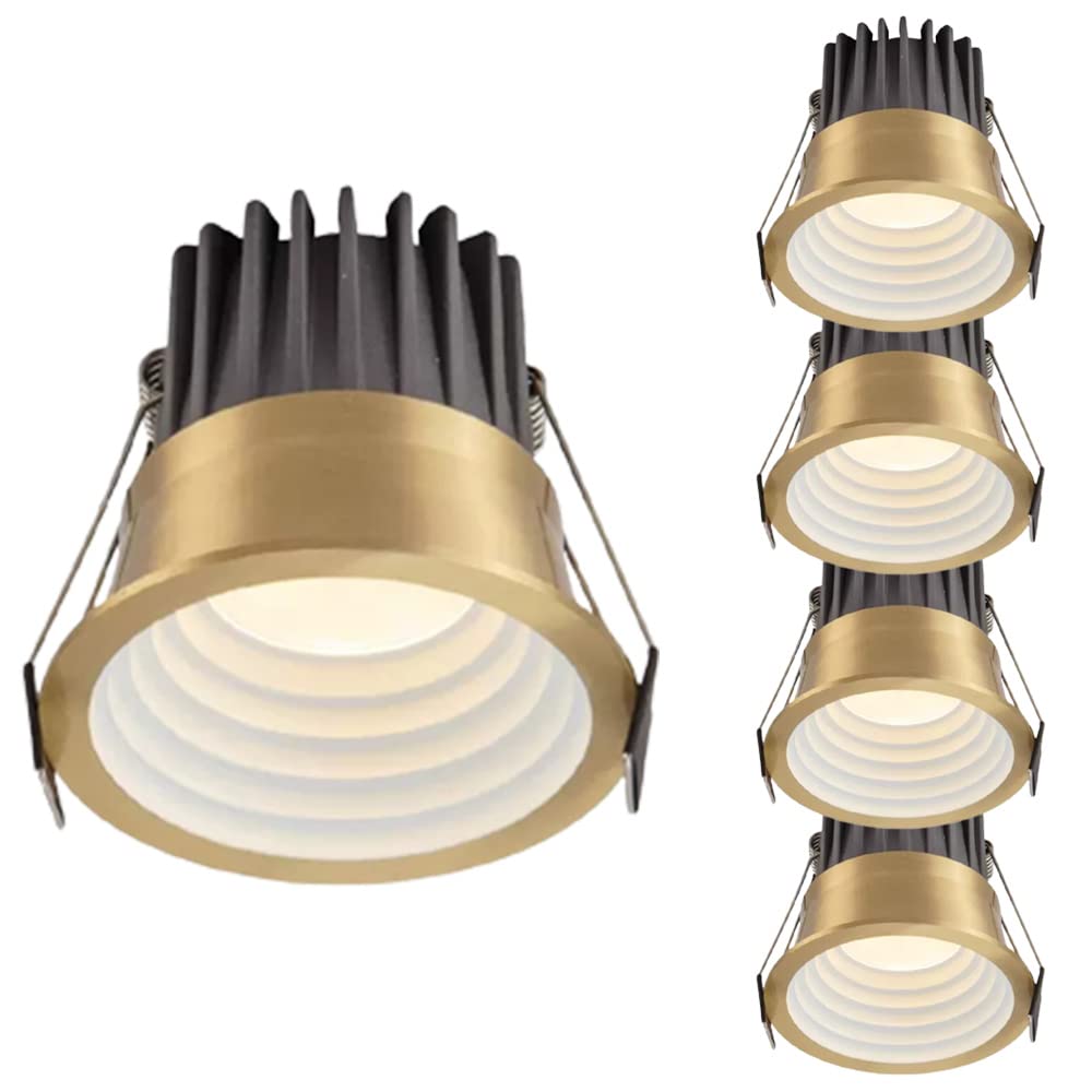 Aioneer Dimmable Led Downlight Set Of 5,Anti-Glare Cob Spotlights 3 Inch Recessed Lighting,3W/7W/12W Eyeball Retrofit Spotlight Simple Retrofit Installation - No FlickerA-3W