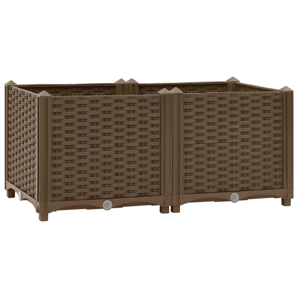 vidaXL Brown Rectangular Planter - Raised bed with Durable Polypropylene for Patios, Gardens, Balconies - 80x40x38 cm