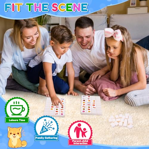 Pipihome Mahjong Spiel Große Steine, 65 Blöcke 30mm Seaside Escape Spiel, Mahjong Set Steine Spiel, Escape Game Blocks Mahjong, Mahjong Fliesen, Tragbarer Brettspiel für Familie Erwachsene und Kinder