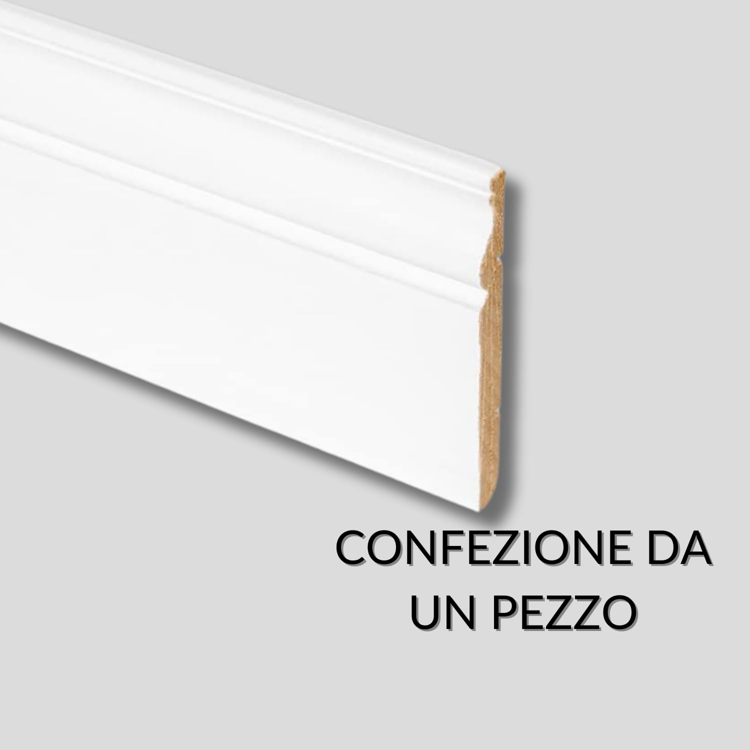 TWE Tucci Wood Essence Battiscopa Laccato Bianco Coloniale in Vero Legno per Interni Made in Italy Resistente a Lavaggi al 100% Confezione x1 (14x140x2500) mm