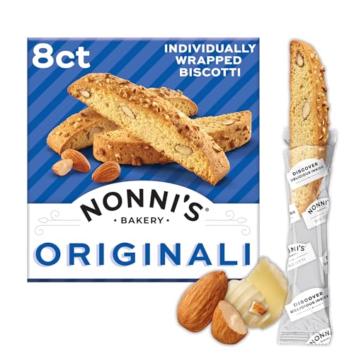 Nonni's Originali Almond Biscotti, Individually Wrapped Italian Cookie Snacks, 8 Servings (Pack of 1)