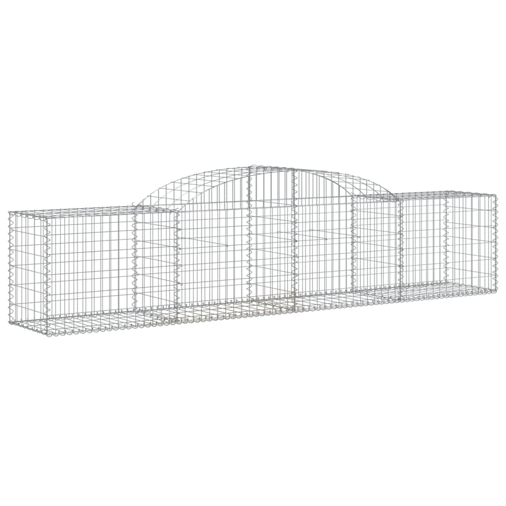 Cestas de gaviones con arco alto, 2 unidades, 300 x 50 x 60/80 cm, hierro galvanizado, para barrera de jardín y protección visual, decoración de pared de gaviones estable