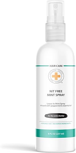 Spray de prevención de piojos de menta, repelente de piojos para niños, tratamiento de liendres y piojos hecho con ingredientes naturales, 8 onzas