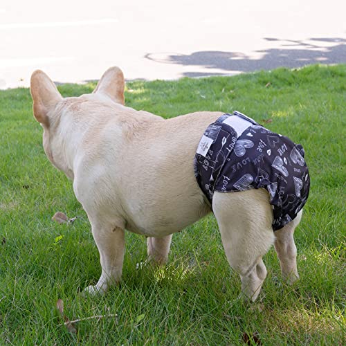 Image of CuteBone Washable Dog Diapers Female No Tail Hole 3 Pack Reusable Doggie Period Training Pants for Docked-Tail Frenchie French Bulldog Boston Terrier Without Tail WWD03S