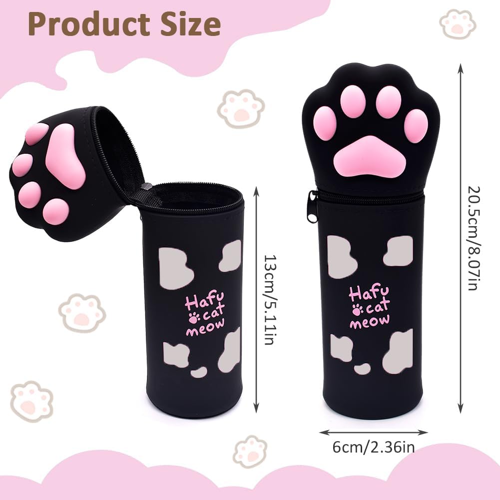 LGWJHCY Telescopic Pencil Case 2 in 1 Soft Silicone Kawaii Cat Desktop Pen Holder Zipper Closure Storage Bag Pencil Case for Kids Adults Pink - Image 2