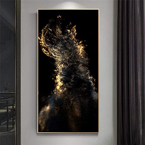 Toile peinture mur art abstrait or 60x120 cm grande taille moderne pour décor salon