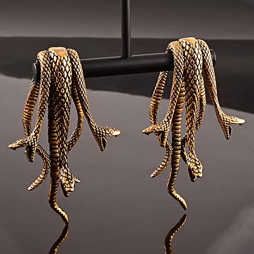 Doearko 2Pcs Snake Dangle Ear Weights For Stretched Ears Gauges Ear Plugs Body Piercing Tunnels 316 Stainless Steel Hypoallergenic Body Jewelry (For Lobe In 3/4" (19Mm) Or Larger, Gold) #TOP2