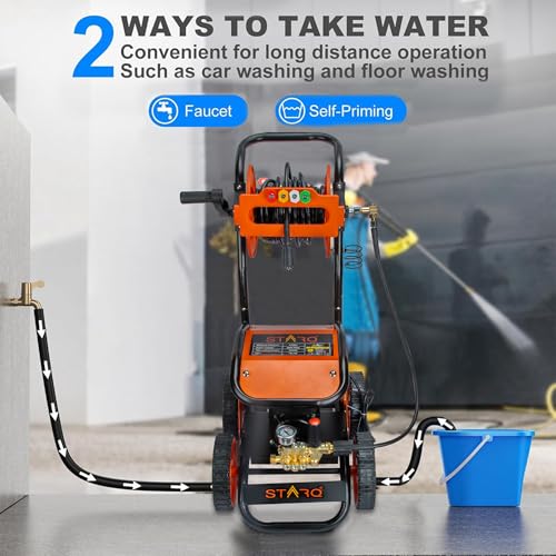 Image of STARQ X Heavy-Duty High Pressure Washer, 3200W Induction Motor, 320 Bar, Brass-Coated Pump, 15M Hose Pipe, Multi-Nozzle Cleaning Machine for Home & Personal Use