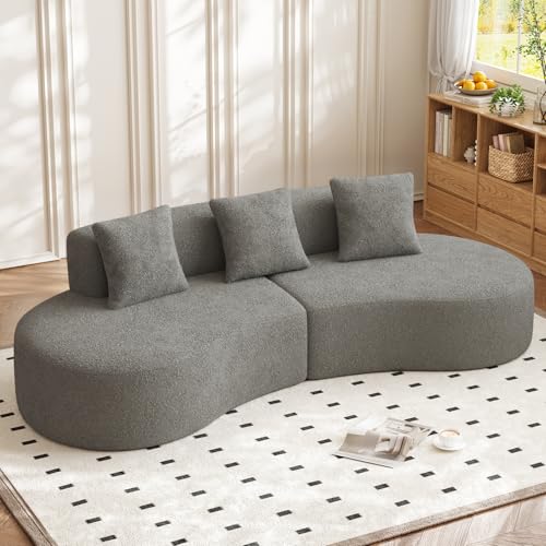 A ALFRESCOOL Sofá esquinero modular curvo moderno con función de dormir, sofá de 5 plazas, sofá tapizado, sofá sin camas, sofá con almohadas para salón, apartamento, decoración del hogar, fácil