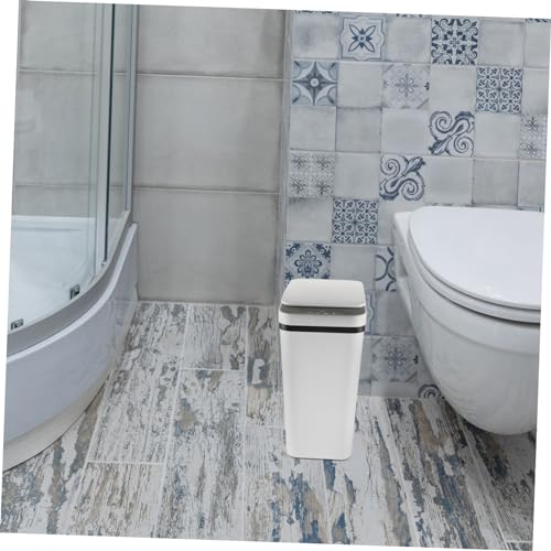 Bote de basura automático rectangular plástico blanco miniatura 2
