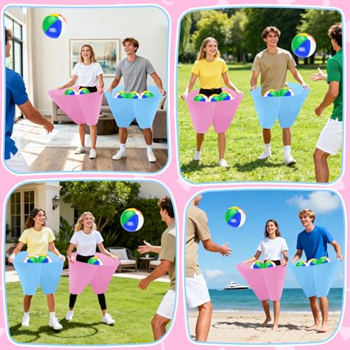 Image of Granny Pants Outdoor Game, 2PCS Granny Pants Game with 8 Bouncy Balls and 1 Air Pump (Random Colors) Granny Pants Yard Game Baby Shower Funny Party Game for Adults & Family, Giant Pants Catch