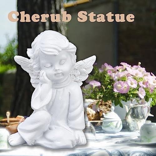 Hapivida White Angel Cherub Statue, 2.2×2.4in Resin Sculpture for Indoor Outdoor Home Decoration(#2), 5.5 × 6 cm - Image 4