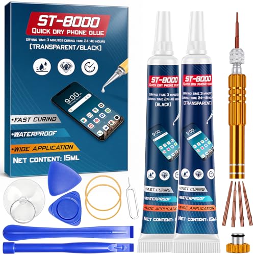 Colle Ecran Smartphone - Colle Telephone Forte avec Outils de Réparation, Super Glue pour Ecran de Téléphone Maquette Textile Cuir Rhinestone Chaussure,...