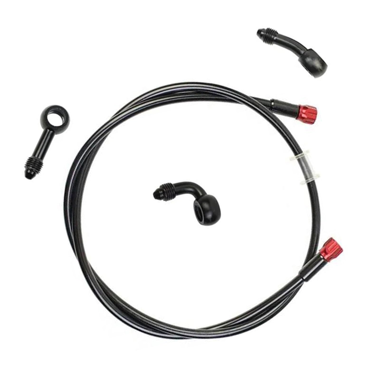 Shqxd Black- Silver Hydraulic Brake Hose Motorcycle M10 Fit Atv Pit Dirt Street Racin Brake Hose An3 Hydraulic Braided Line With 360 Degree Rotatable Banjo(1400Mm)