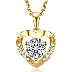 MomentWish Halskette Damen Silber 925, 1-2 Karat Moissanite Kette Rosegold Schmuck Damen Herz Silberkette mit Anhänger Geschenkbox Weihnachten Liebes Geschenk für Frauen Freundin