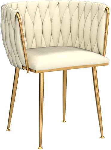 Miniatura 24 de Homtique Juego de 2 sillas de comedor modernas de terciopelo tejido con patas de metal dorado, sillón tapizado de lujo para cocina, tocador, sala de