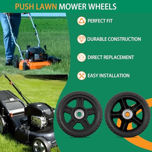 HQPASFY 6 Inch Lawn Mower Wheels 2 Pack 6" Push Lawn Mower Wheels with Bolts & Nuts kits Fit Most Standard Push Lawn Mowers Garden Trucks Garden Carts Generator Hand Trucks Lawn Tractors (6"&times;1.5")