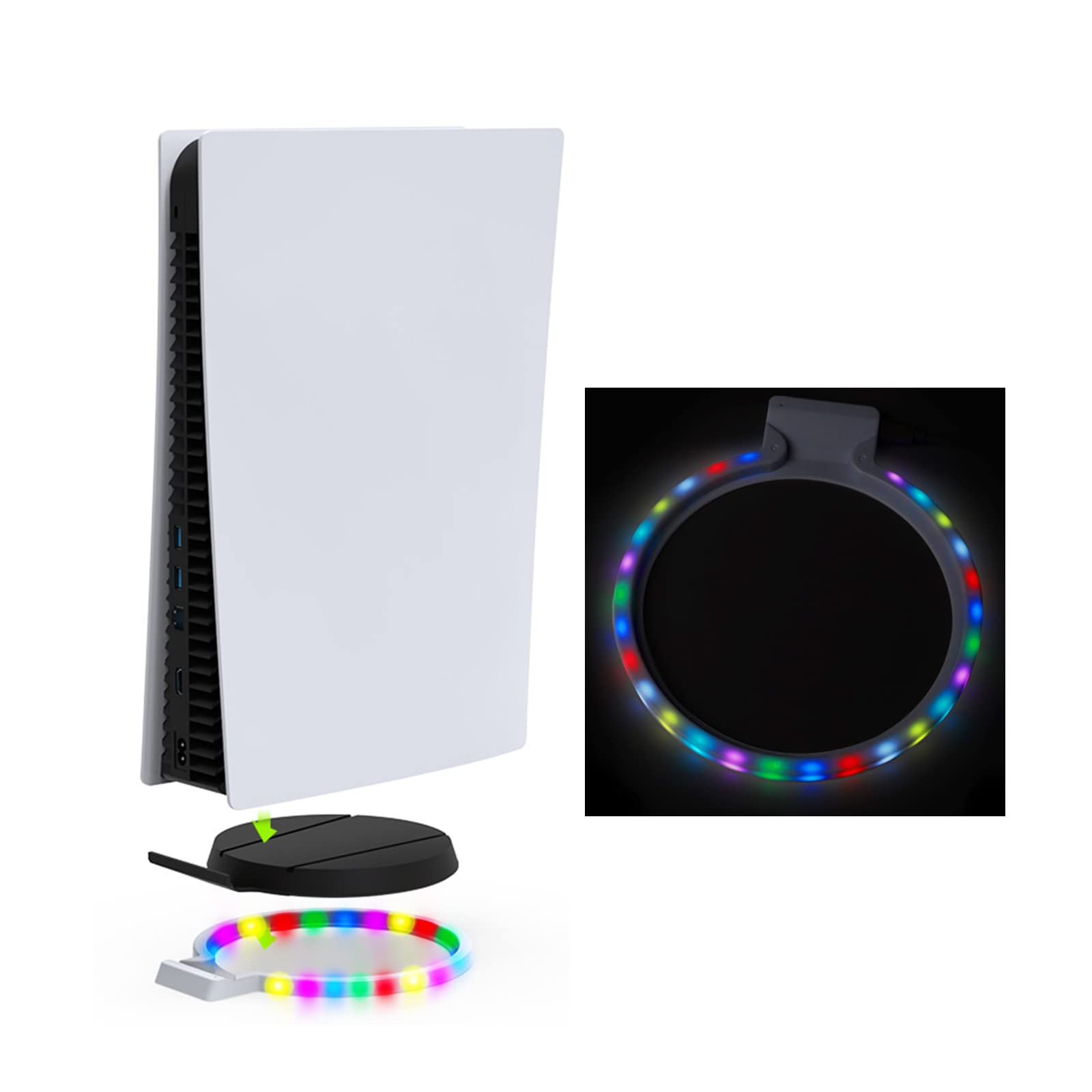 Nargos PS5 Base LED Light - PS5 Accessories RGB Cooler Base Stand for Playstation 5 Digital & Disc Edition Console (TP5-1562)