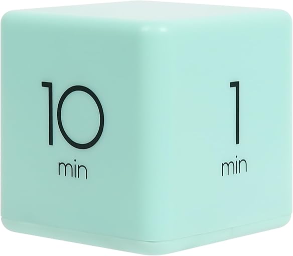 mooas Cube Timer, Flip, Block, Productivity, Time Management (Mint) | 1/3/5/10 Min Countdown Timer, Battery Operated, 2-Level Alarm Vol, Easy to Use, ADHD, Exercise, Study, Cooking
