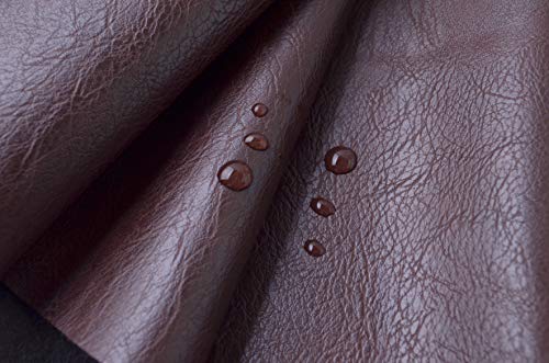 Image of Wento Thick 2 Yard Faux Leather Soft Skin Grain PU Fabric for Furniture Cover, Reupholster Sofa Chairs, Cushions, Vinyl Upholstery (2 Yards, Dark Brown)