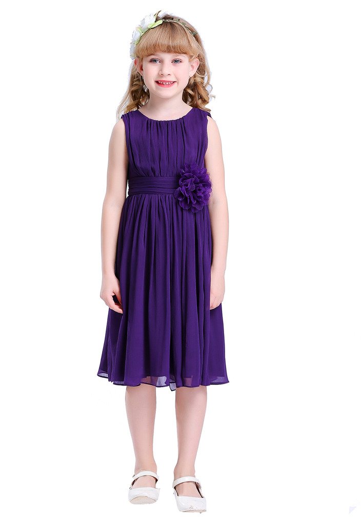 HAPPY ROSE Junior Bridesmaids Little Girls Elegant Ruffle Chiffon Summer Flowers Girls Dresses — view 12